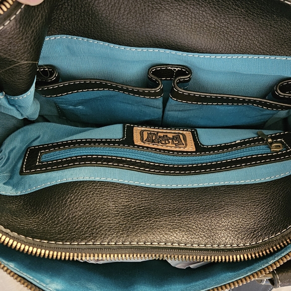 Black Leather Handbag with Gold Accents - Picture 5 of 9